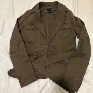 H&M Women's Utility Jacket khaki Green, Collared, Military Style, Size 6